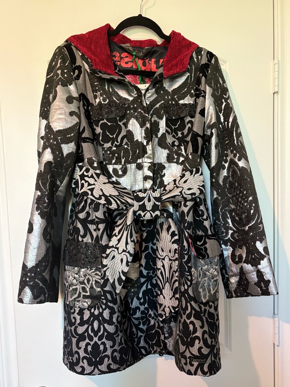 Desigual Red Floral Lined Jacket